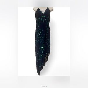 Sean Collection Black and Green High Low Dress